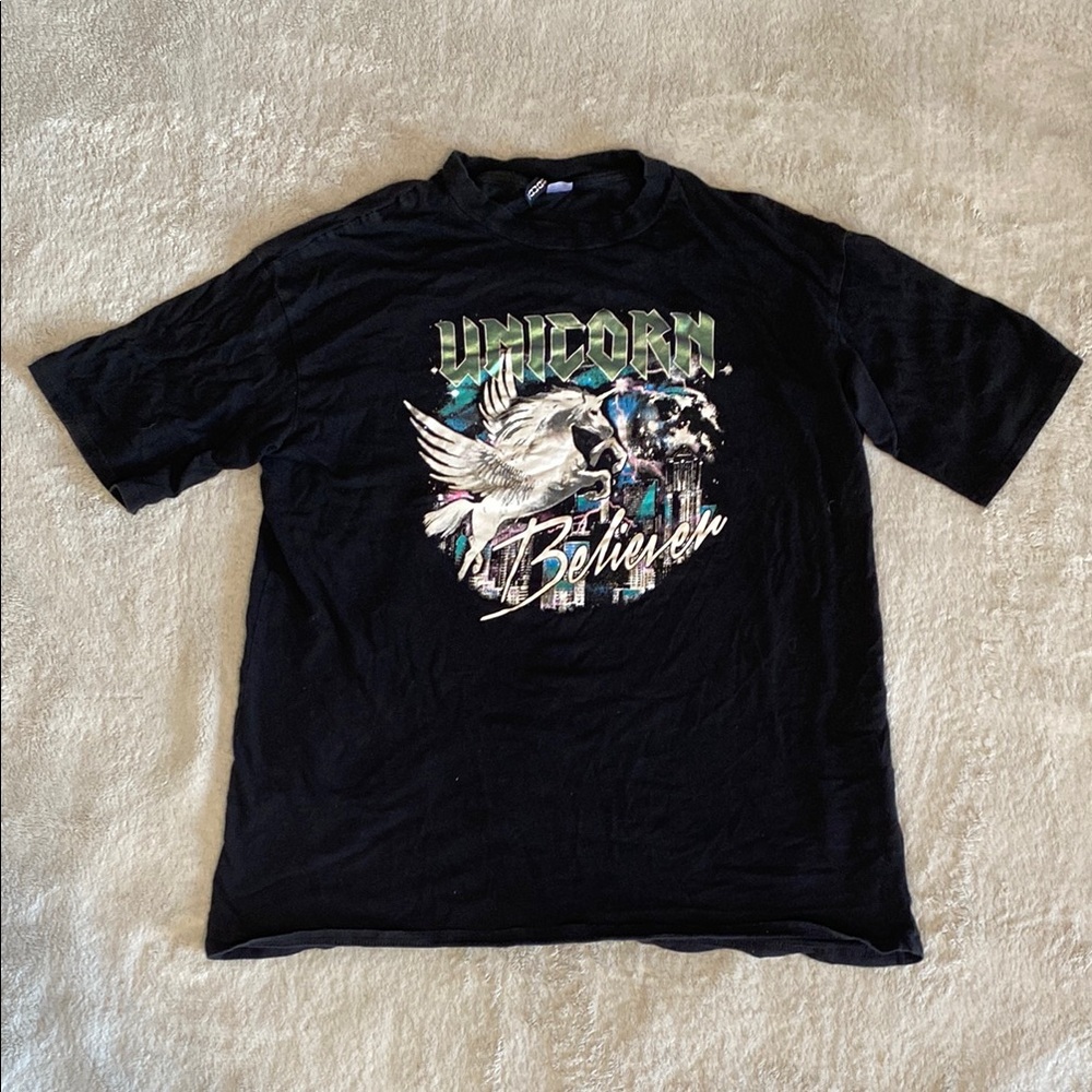 Unicorn Black Graphic T-Shirt for Men